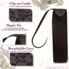 LaaVoo Ponytail Hair Extensions Human Hair Brown Ponytail Extension Human Hair Wrap Around Ponytail Hair Extensions Real Human Hair #2 Dark Brown 18 Inch 80g