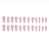 Foccna Coffin Press on Nails Long, Pink Fake Nails Acrylic Crystal False Nails,Artificial Nails for Women and Girls,24 pcs