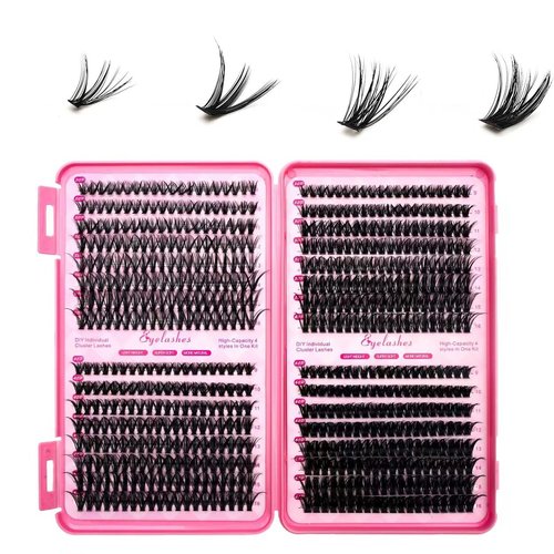 LASGOOS Lash Extension Kit DIY Lash 632Clusters Eyelash Extensions Kit, 9-16mm 30D 40D 50D 60D Individual Eyelashes Natural Home Grafted Soft False Fake Eyelashes Book Thick Lashes Bulk Pack