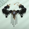 Xerling Tassel Black Lace Choker Portrait Floral Necklace Costume Jewelry for Women Halloween Festival Chains