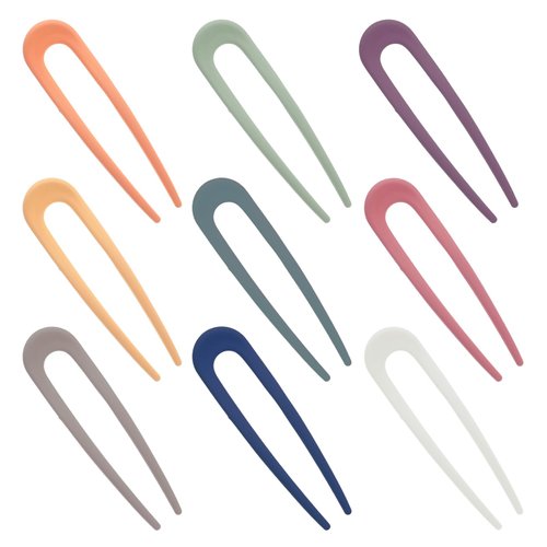 9 Pcs French Hair Pin U Shaped Hair Pins Matte Hair Forks Colorful Hair Stick Plastic Hair Pins for Women Hairstyle Accessories