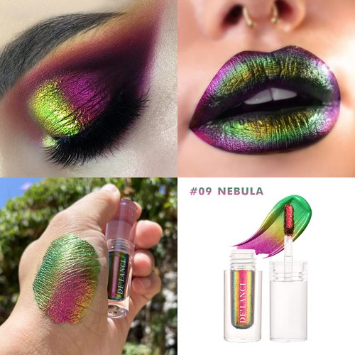 Multichrome Eyeshadow Liquid, Duochrome Metallic Glitter Shimmer Metal Colorful Bright Liquid Eye Shadow, Chameleon Sparkle Waterproof High Pigmented Longlasting Liquid Eyeshadows Color Shift Gold