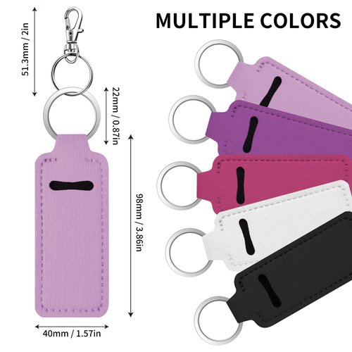 OKAMMY 5 Pcs Chapstick Keychain Lip Balm Holder - Portable Chapstick Holder Key Chain Lip Gloss Holder Keychain with Clip Gift for Women