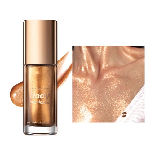 MAEPEOR Body Luminizer 5 Colors Smooth Subtle Shimmer Body Illuminator Moisturizing Long Lasting Summer Glow Illuminator For Face & Body (40ML, 03 Bronze Gold)