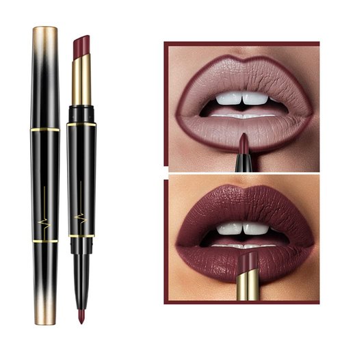 Lip Liner and Lipstick for Women, 2 in 1 Double Head Lip Liner Pencil Lipstick Long Lasting Lipstick Gift for Daily Travel