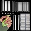 LIONVISON 504PCS NO C CURVE Clear Nail Tips for Acrylic Nails Professional, 3XL Extra Long Flat Tapered Square Nail Tips, 12 Sizes Half Cover Straight French Fake Nail Tips for Nail Salons Home