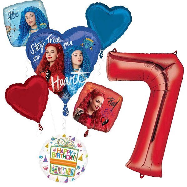 The Descendants The Rise of Red 7th Birthday Party Supplies Balloon Bouquet Decorations - Red 7