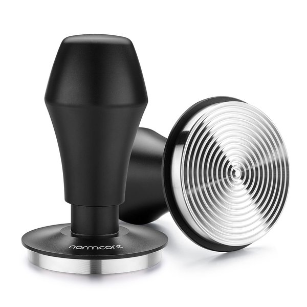 Normcore 58.5mm Espresso Coffee Tamper V4 - Spring Loaded Tamper With Stainless Steel Ripple Base - 15lb / 25lb / 30lbs Replacement Springs - Anodized Aluminum Handle and Stand