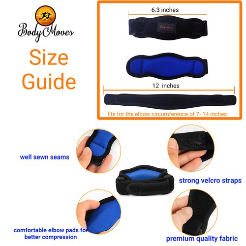 BodyMoves Tennis Elbow Brace (2pcs) plus hot and cold ice pack Support Gear for Sports Daily Use to Reduce Joint Pain and Treat Tendonitis Bursitis, Basketball Golfers elbow, gym