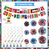 Outus 22 Pcs International World Flags Decorations Paper Fans World Flags Banner International Flag Hanging Swirls for Garland Ceilings School Office Party Decorations Supplies