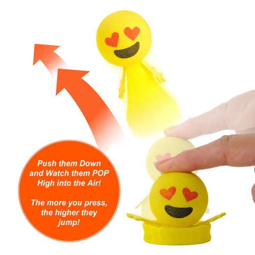 PowerTRC 24 Pcs Jumping Emoticon Popper Toys Spring Launchers Party Favors for Kids Birthday Bulk Goodie Bag Stuffers Fillers School Prize for Kids Classroom Gift Bag Toys