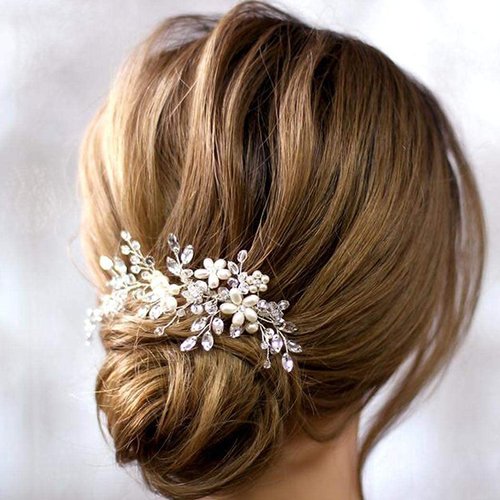 Evild Wedding Hair Comb Silver Rhinestone Flower Hair Side Combs Bridal Headpieces Wedding Hair Accessories for Brides and Bridesmaids