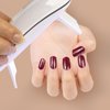 Wekcekcek 20pcs Semi Cured Gel Nail Strips, Real Nail Polish Art Stickers, Burgundy Gel Nail Stickers - Work with Any UV Lamp, Long Lasting Full Nail Wraps with Nail File and Stick