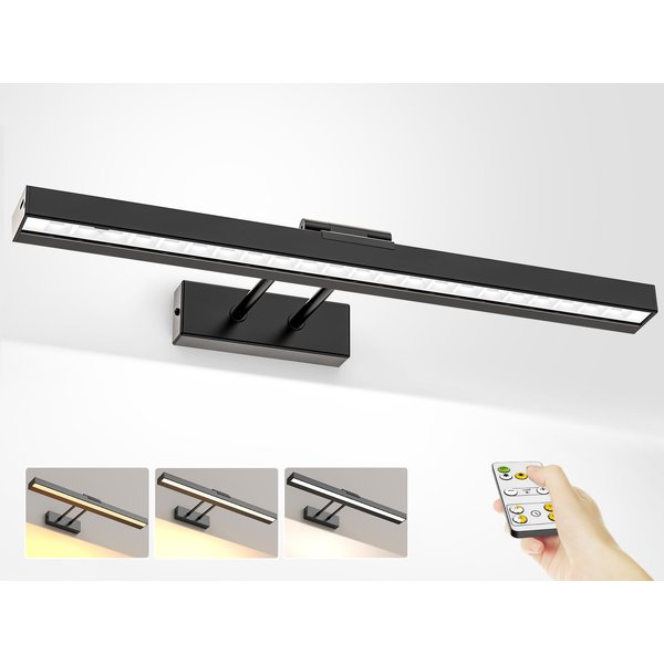 PESUTEN Picture Light Battery Operated, 16in Wireless Art Light for Paintings 3CCT Dimmable Recharging Battery Picture Light with Remote Control for Gallery Dartboard Art Bedroom Bathroom