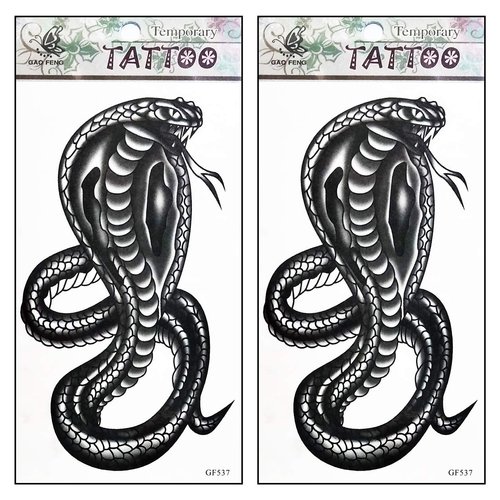 Tattoos 2 Sheets Anaconda Cobra snake Cartoon Tattoo Art fashion Temporary Tattoos Body Art Stickers Fake Waterproof Removable Stickers Party for Teens Men Women (10)