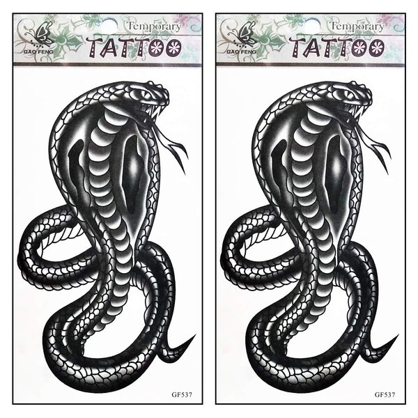 Tattoos 2 Sheets Anaconda Cobra snake Cartoon Tattoo Art fashion Temporary Tattoos Body Art Stickers Fake Waterproof Removable Stickers Party for Teens Men Women (10)