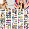 Casciybo Hippie Temporary Tattoos for Women Men, 10 Sheets 70’s Groovy Hippie Love and Peace Rainbow Waterproof Fake Tattoo Stickers for Adult Kids Birthday Party Favors Supplies Gifts