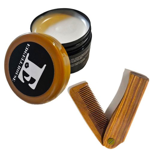 Edgell House Clay Pomade And Folding Comb Gift Combo Set Includes 2.7oz Hair Clay Pomade For Men And 7 Inch Sandalwood Hair & Beard Pocket Comb – Clay Products and Wooden Gifts