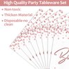 Wiooffen 96PCS Rose Gold Birthday Paper Plates and Napkins Party Supplies Happy Birthday Party Decorations Disposable Birthday Party Tableware Dinnerware Set for Women Girls Birthday Serves 24 Guests