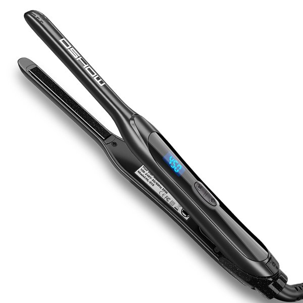 DSHOW Pencil Flat Iron, 3/10" Small Flat Irons for Short Hair, Pixie Cut and Bangs,Tourmaline Ceramic Mini Hair Straightener for Edges with Adjustable Temperature, Auto Shut Off (Black)