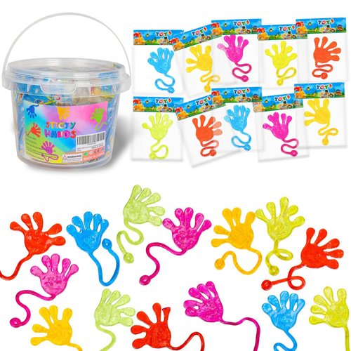 BEIGUO 36PCS Glitter Sticky Hands for Kids Party Favors Goodie Bag Filler Birthday Supplies Christmas Stocking Stuffers Gifts