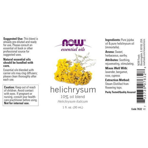 Helichrysum Oil 10% Blend Now Foods 1 fl oz Oil Pack of 2