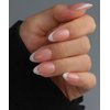 Press On Nails Short, 16 Sizes 32pcs, Almond Fake Nails Glossy, Nail Glue Included (French)