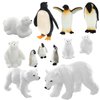 12 Pieces Realistic Polar Animal Figurines Arctic Polar Animal Figures Set Includes 6 Pieces Polar Animal Bear Figurines and 6 Pieces Emperor Penguin Family Figures Birthday Party Favor