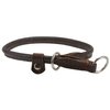 Round Genuine Rolled Leather Choke Dog Collar Brown (15" Long)