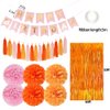 Pink and Orange Happy Birthday Party Decorations, Pink-Orange Groovy Décor Supplies with Banner Balloons Paper Pom Poms Tassels Garland Fringe Curtain for Women Girls Teens Her Birthday