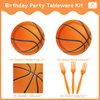 XIENBLOC 96Pcs Basketball Plates Napkins Basketball Birthday Party Supplies Basketball Paper Disposable Tableware Set Forks Sport Birthday Party Dinnerware Kits Serve 24 Guests