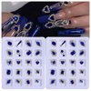 40PCS Sapphire Blue Luxury Nail Art Rhinestones Kit for Acrylic Nails，Blue Alloy Nail Charms Nail Decorations，Nail Accessories Nail Jewels for Nail Art Supplies Manicure Making Craft DIY