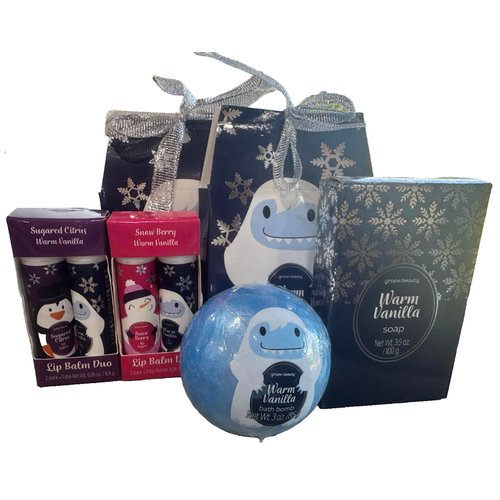 Generic Groovy 6 Piece Bath & Body Self Care Pack in Warm Vanilla Includes 2 Bath Confetti, Soap, 2 Lip Balm Duo, Bath Bomb
