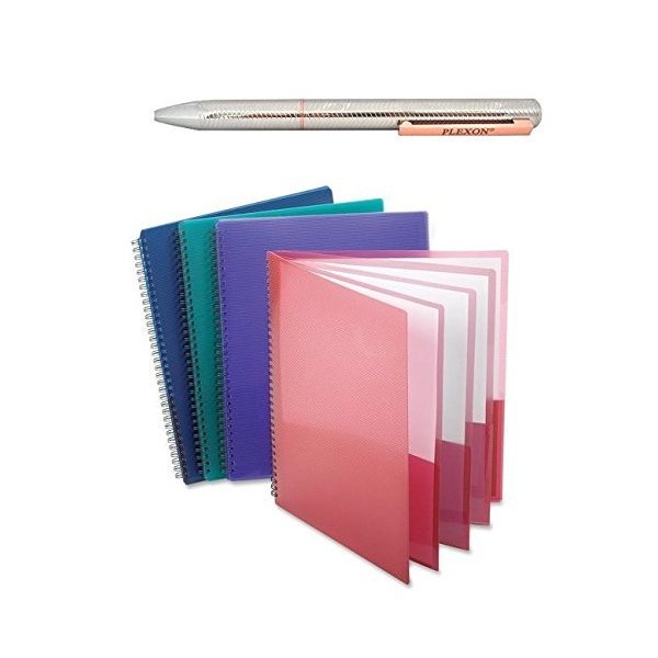 Esselte Oxford Poly 8-Pocket Folder - Letter Size - 9.1 x 10.6 x 0.4 (Colors may Vary)(3-PACK) [Folder + Pen Bundle]