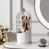 YOOLENS Makeup Brush Holder Organizer with Lid,360 Rotating Clear Dustproof Makeup Brushes Organizer for Vanity Desktop Bathroom Countertop (Transparent)