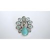 Generic Turquoise blue peacock stone crystal metal alligator hair clip fine thin hair