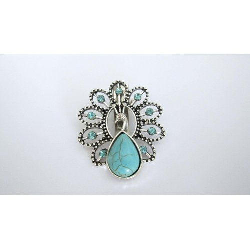 Generic Turquoise blue peacock stone crystal metal alligator hair clip fine thin hair