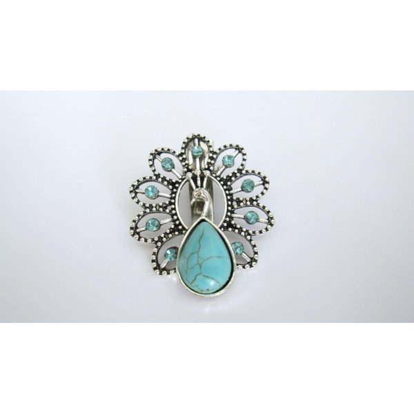 Generic Turquoise blue peacock stone crystal metal alligator hair clip fine thin hair