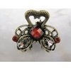 Generic Jeweled antique bronze hair claw clip with crystals Set: A (Primary color: Pink), 1 Count (Pack of 1)