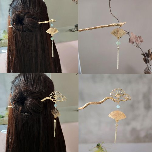 2PCS Metal Flower Hairpins Hair Stick Fork Sticks French Hair Pin Buns Hair Accessories for Women Girls #05