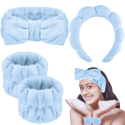 WSICSE Spa Headband, Face Wash Headband Skincare Headbands and Wristband Set for Washing Face Women Girls Christmas Stocking Stuffers Gifts