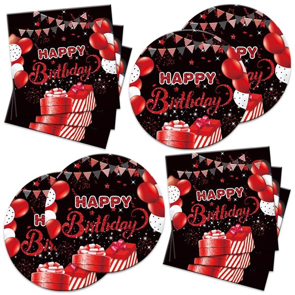Generic 40Pcs Party Supplies 20 Plates + 20 Napkin Birthday Party Decorations (Happy Birthday)