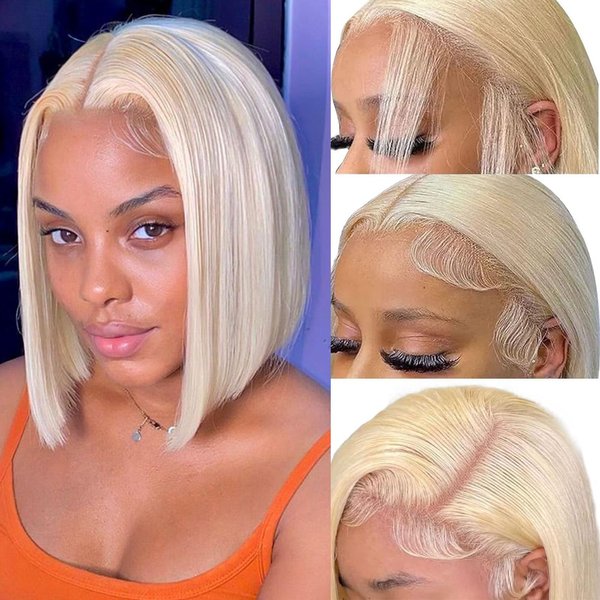 Blonde Bob Wig Human Hair 613 Lace Front Wig Human Hair 13X4 HD Lace Front Wigs Human Hair Pre Plucked With Baby Hair 150% Density 613 Short Bob Wigs Human Hair For Women (10inch, 13X4 613 Bob Wig)