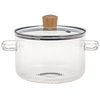 Glass Cooking Pot with Lid - 1.6L(54oz) Heat Resistant Borosilicate Glass Cookware Stovetop Pot Set - Paella Pan Simmer Pot with Cover Safe for Soup, Milk, Baby Food