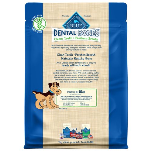Blue Buffalo Dental Bones Mini Natural Dental Chew Dog Treats Bag, 12oz. Bag