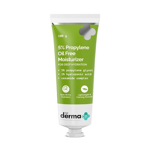 The Derma Co 5% Propylene Oil Free Face Moisturizer with Hyaluronic Acid | Provides Deep Hydration | Makes Skin Smooth & Soft | Ultralight & Non-Greasy | 3.53 Oz/100 g
