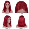 Wiggins Hair Red Bob Wig Human Hair Straight Lace Front Wigs Human Hair Red Bob Wig Human Hair 13x1 T Part Middle Part Straight Red Wigs For Black Women Glueless Wigs Human Hair Pre-Plucked 12 Inch