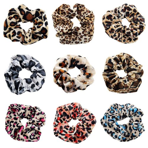 CONOFA Women's Leopard Scrunchies Animal Print velvet Scrunchy Hair Bow Chiffon Ponytail Holder Elastic Bobbles Hair Ties Bands Scrunchie 9 Pack
