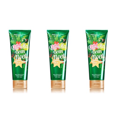 Bath & Body Works Vanilla Bean Noel Body Cream 8 oz Pack of 3 (packaging may vary)