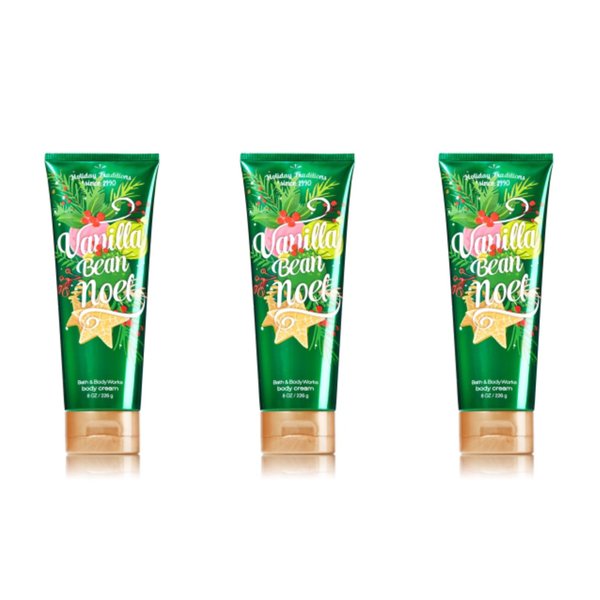 Bath & Body Works Vanilla Bean Noel Body Cream 8 oz Pack of 3 (packaging may vary)